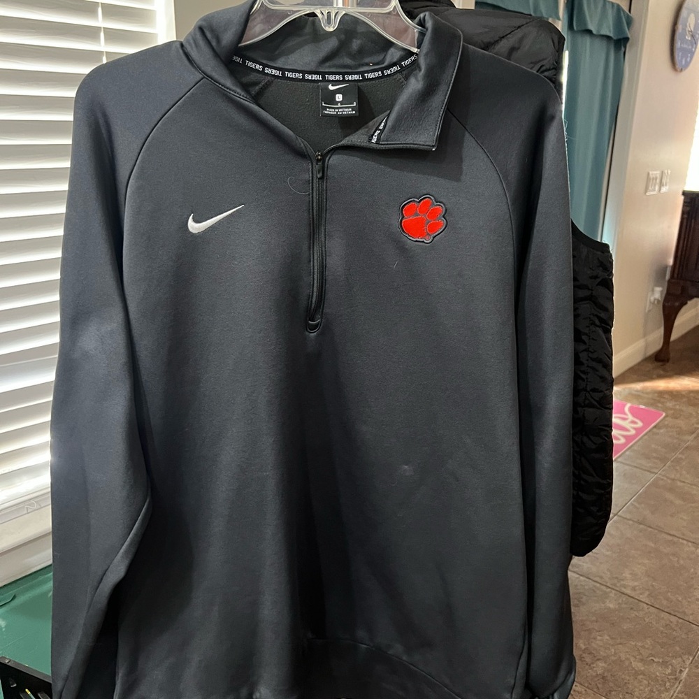 Nike Black Quarter-Zip Pullover with Orange Logo